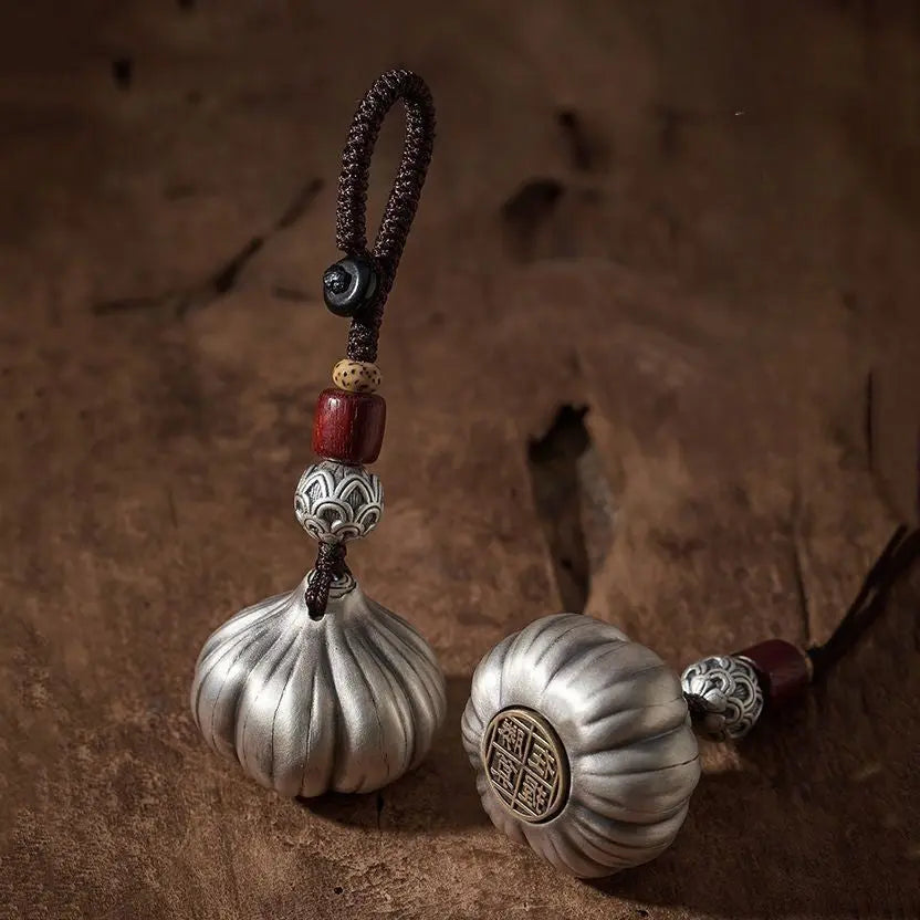 The Odds Are in Your Favor - Garlic Shaped Keychain - Silver Keychain Tao Stones