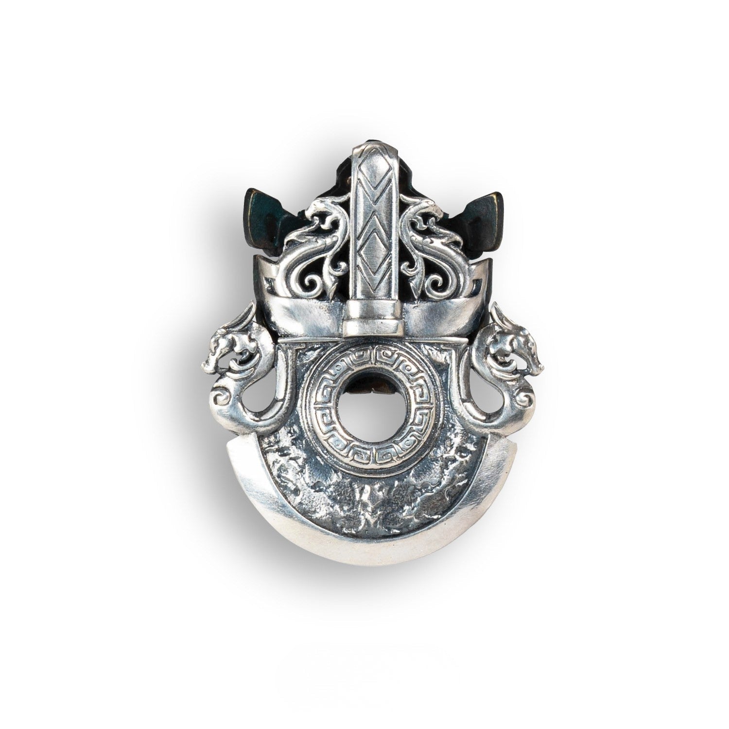 Tao Stones Ancient Bronze TAOTIE Battle Axe Pendant