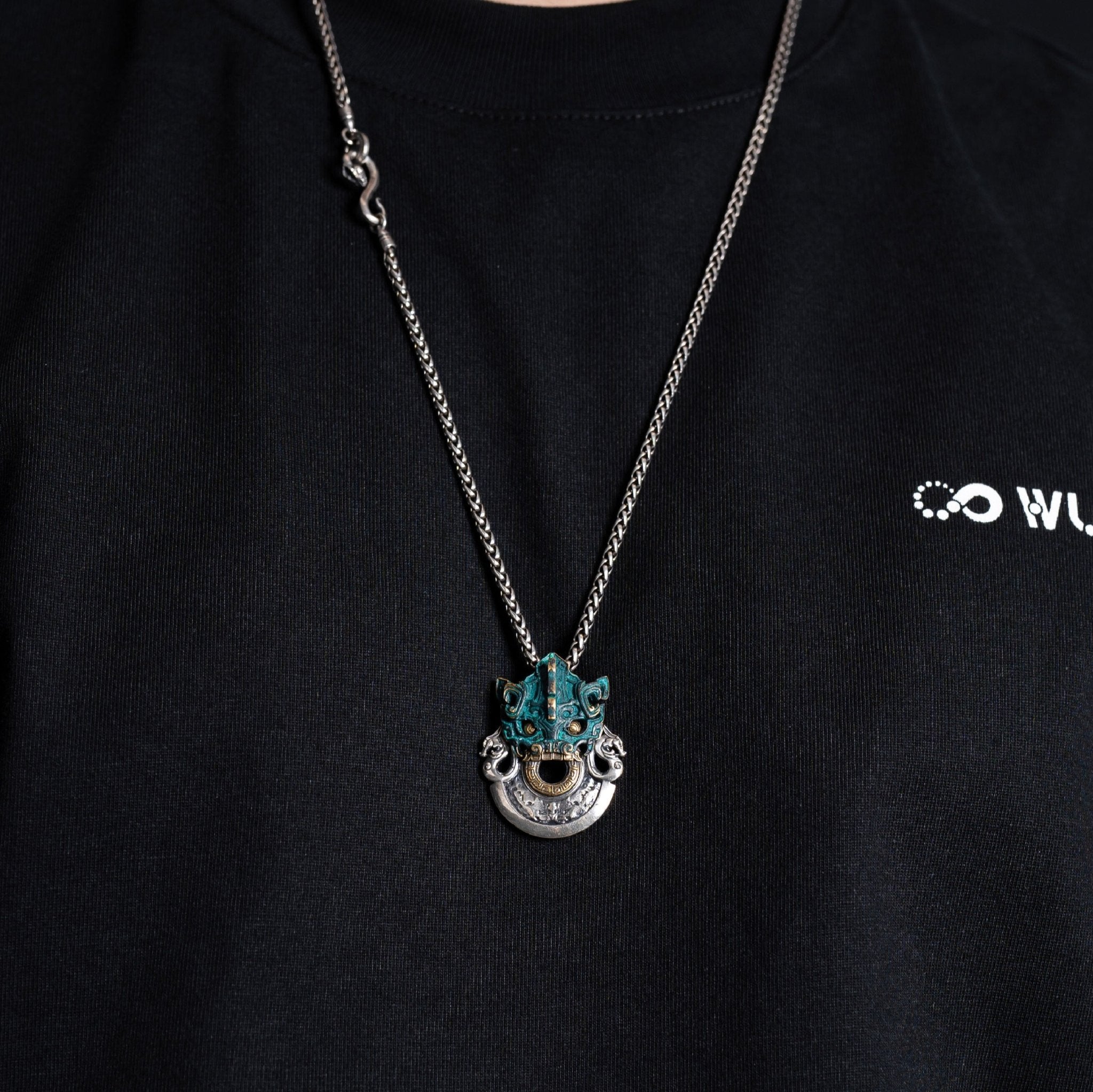 Tao Stones Ancient Bronze TAOTIE Battle Axe Pendant