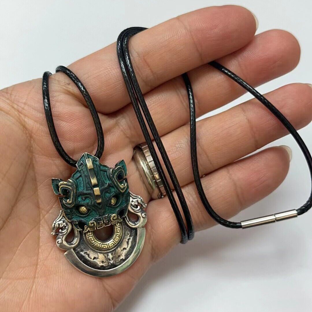 Tao Stones Ancient Bronze TAOTIE Battle Axe Pendant