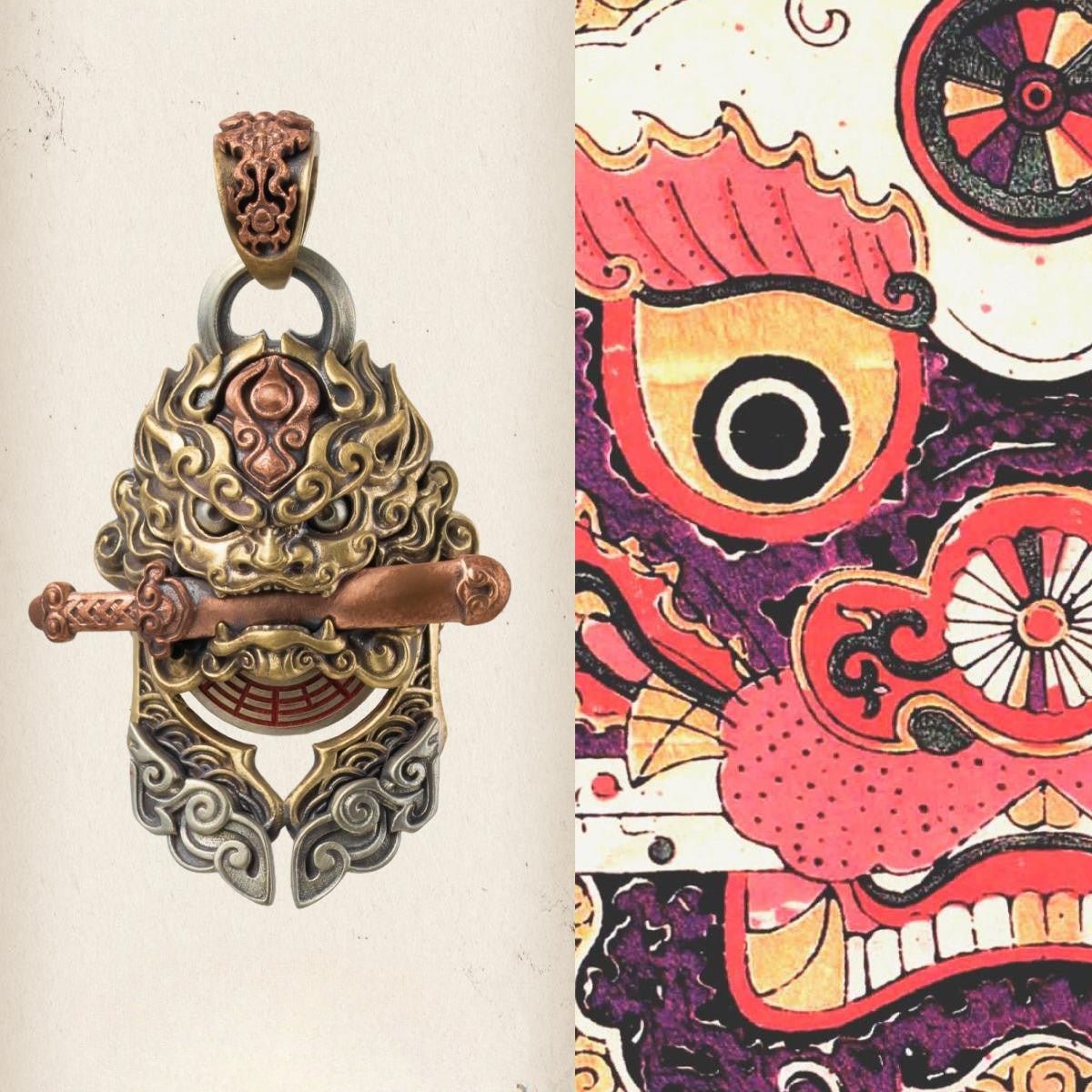 Tao Stones Bronze Guardian Swrod - Lion Pendant