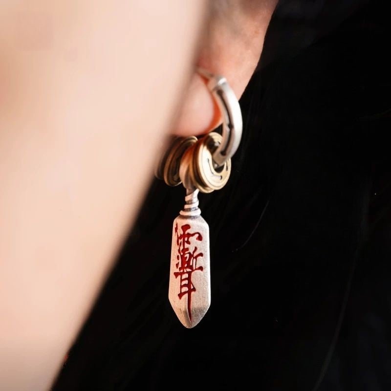 Tao Stones Celestial Guardian: Handcrafted Priest Knife Earring (Single Piece)