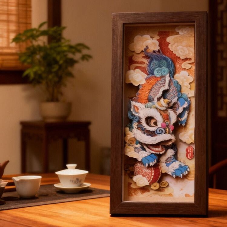 Tao Stones | Guardian of Abundance: 3D Paper - Cut Lion Dance (Set of 2)