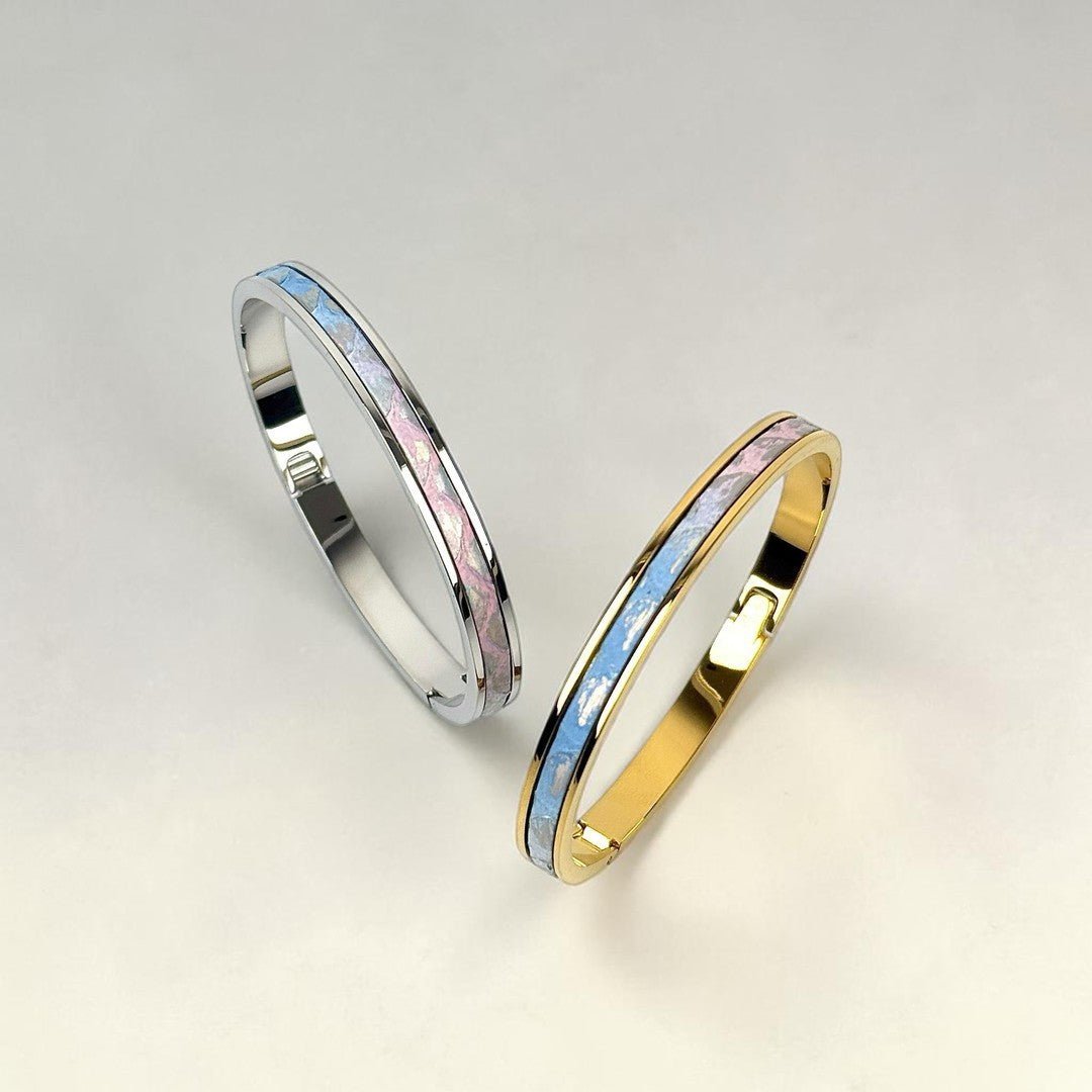 Tao Stones Python Leather Oval Bangle