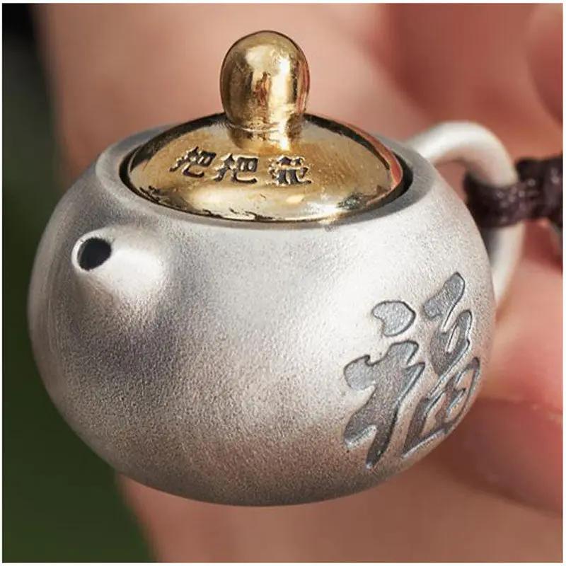 Tao Stones Silver Teapot Keychain