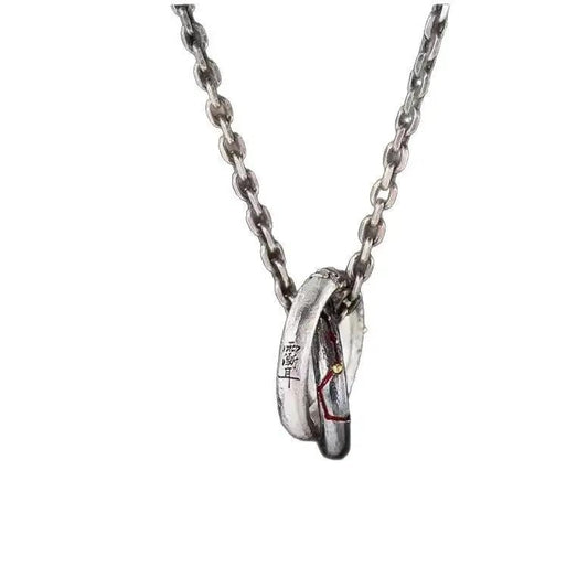 Taoist Interlocking Circles Pendant Necklace - Double Ring Love Amulet for Sweet Relationships & Romantic Blessings, Couple's Promise Jewelry Tao Stones