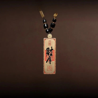 Taoist Five Paths Prosperity Talisman Pendant - Wealth Command Token Necklace for Attracting Abundance & Business Success, Chinese Caishen Amulet Tao Stones