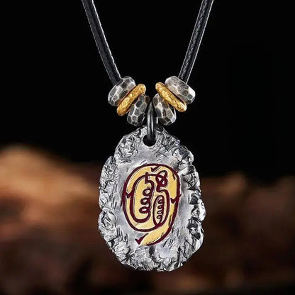 Taoist Golden Light Mantra Pendant - Chinese Style "Golden Light Divine" Protection Necklace for Warding Off Negative Energies & Safe Guarding, Vintage Amulet Pendant Tao Stones