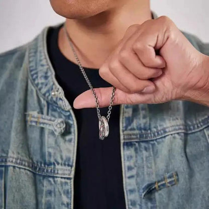 Taoist Interlocking Circles Pendant Necklace - Double Ring Love Amulet for Sweet Relationships & Romantic Blessings, Couple's Promise Jewelry Tao Stones