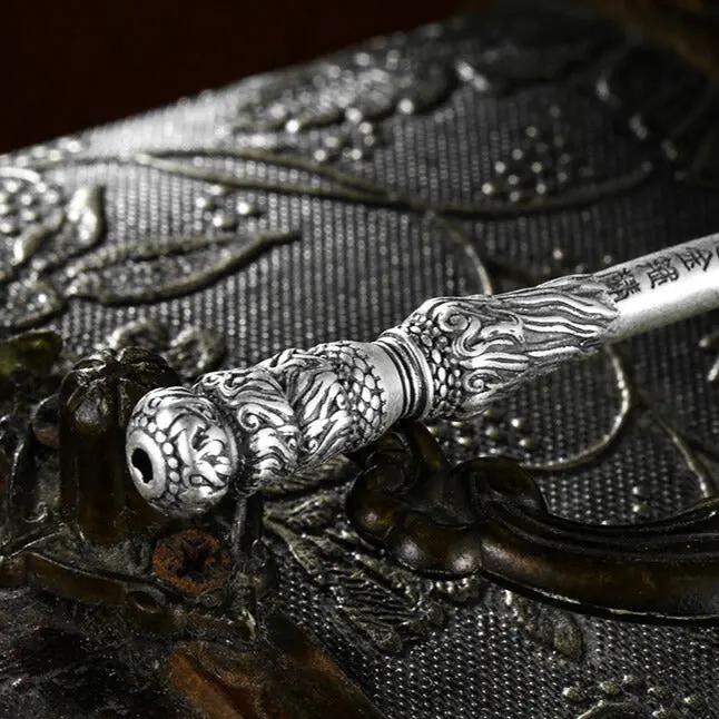 Taoist Silver Golden Cudgel Pendant - Retro "Black Myth: Wukong" Necklace for Evil Spirit Protection & Safe Travel, Sun Wukong Talisman Amulet Tao Stones