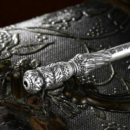 Taoist Silver Golden Cudgel Pendant - Retro "Black Myth: Wukong" Necklace for Evil Spirit Protection & Safe Travel, Sun Wukong Talisman Amulet Tao Stones