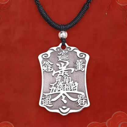 Taoist Five Roads Wealth God Pendant - Chinese Five Directions Caishen Talisman Command Plaque for Wealth Accumulation & Financial Growth, Abundance Amulet Necklace Tao Stones