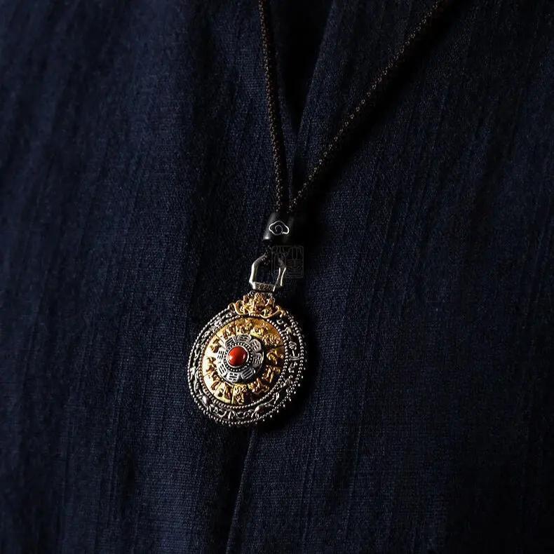 Taoist Nine Palace Bagua Rotating Pendant - Tibetan Auspicious Mirror Amulet for Enhancing Luck & Continuous Good Fortune, Feng Shui Talisman Necklace Tao Stones