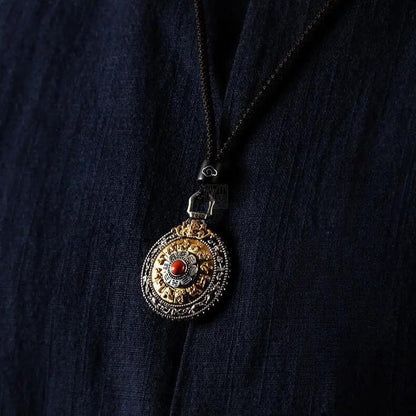 Taoist Nine Palace Bagua Rotating Pendant - Tibetan Auspicious Mirror Amulet for Enhancing Luck & Continuous Good Fortune, Feng Shui Talisman Necklace Tao Stones