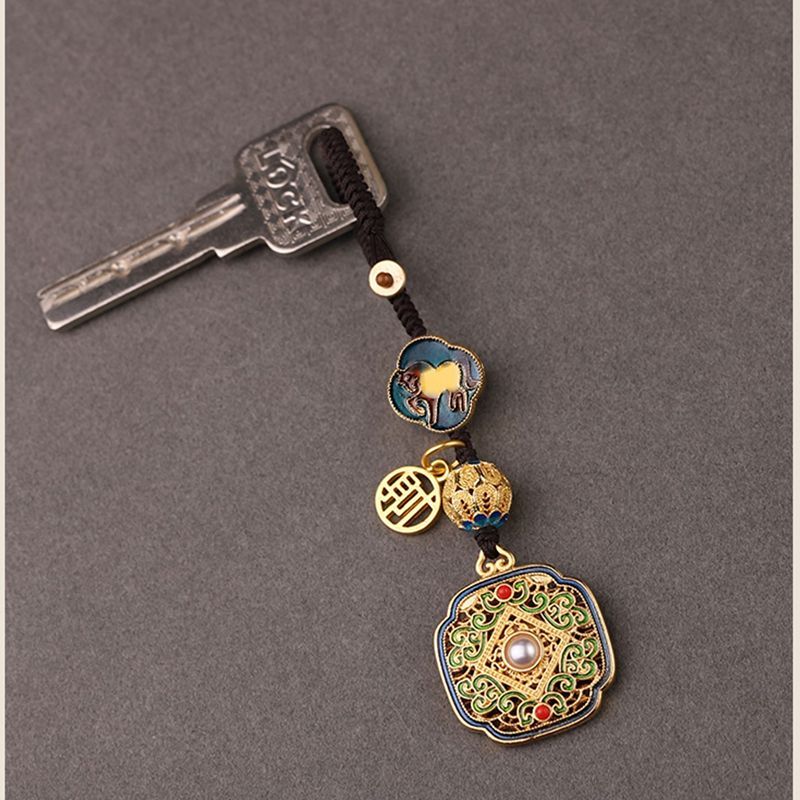 Tao Stones | Radiant Abundance: Handcrafted Enamel Wealth Amulet Keychain Tao Stones