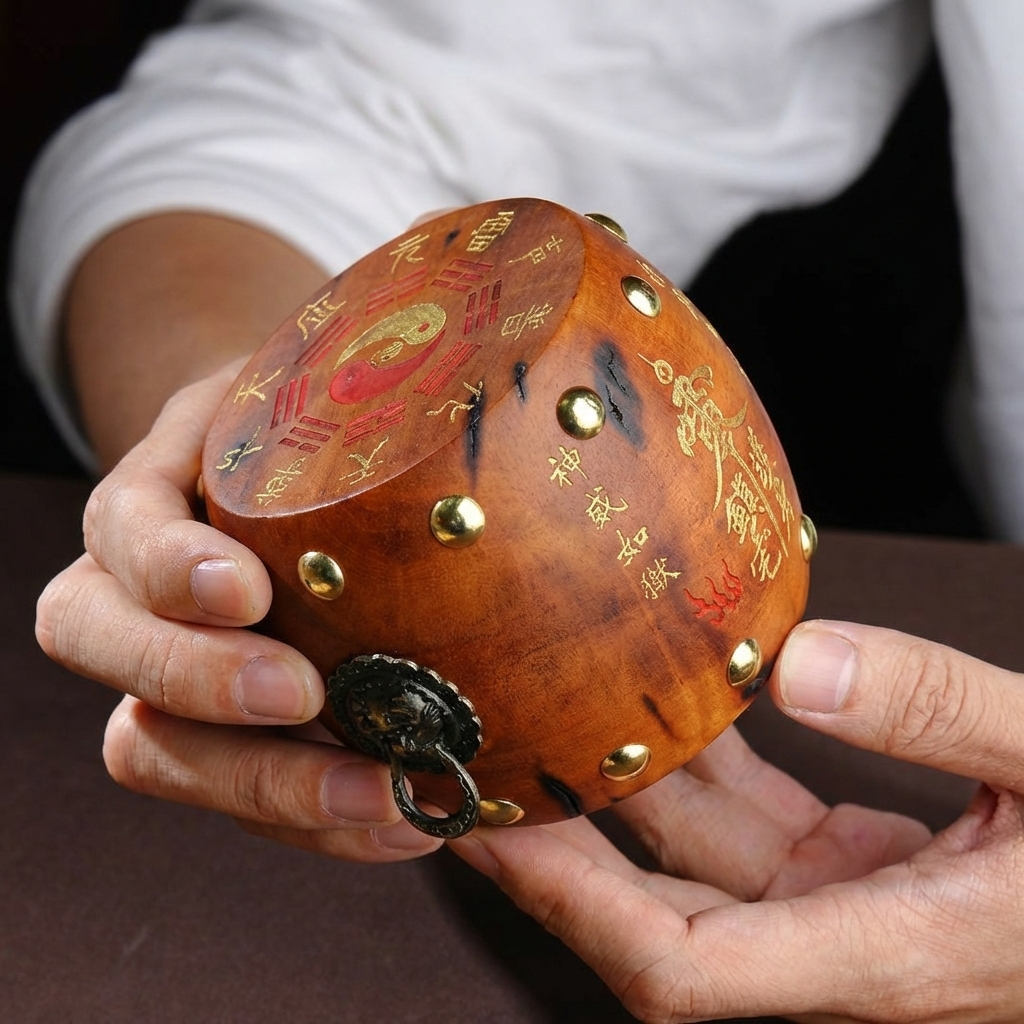 Tao Stones | Celestial Resonance: Handcrafted Lightning Wood Desktop Drum Tao Stones