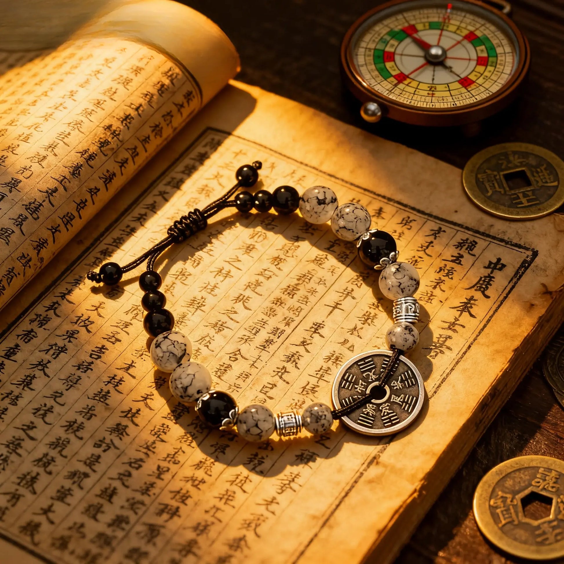 Yin Yang Mountain Ghost Coin Bracelet - Empowered by Our Taoist Priest Tao Stones