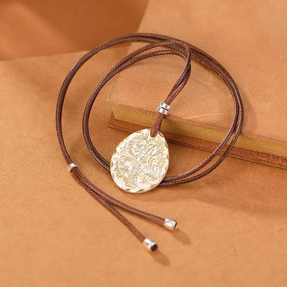 Antique Taoist "Peace & Joy" Plaque Pendant - Gold-traced Vine Scrolls for Health Protection & Harmony, Retro Chinese Amulet Necklace Tao Stones