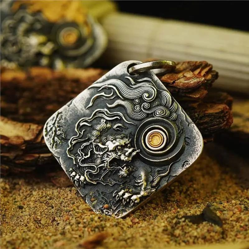 Taoist Vintage Cloud Dragon Pendant Necklace - Auspicious Chinese Dragon with Clouds Amulet for Wealth Growth & Financial Flow, Prosperity Talisman Tao Stones