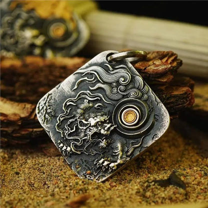 Taoist Vintage Cloud Dragon Pendant Necklace - Auspicious Chinese Dragon with Clouds Amulet for Wealth Growth & Financial Flow, Prosperity Talisman Tao Stones