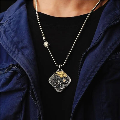 Taoist Vintage Cloud Dragon Pendant Necklace - Auspicious Chinese Dragon with Clouds Amulet for Wealth Growth & Financial Flow, Prosperity Talisman Tao Stones
