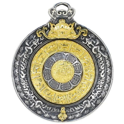 Taoist Rotating Zodiac Pendant Necklace - Sterling Silver 12 Chinese Animal Signs Amulet for Continuous Good Luck & Divine Blessings Tao Stones