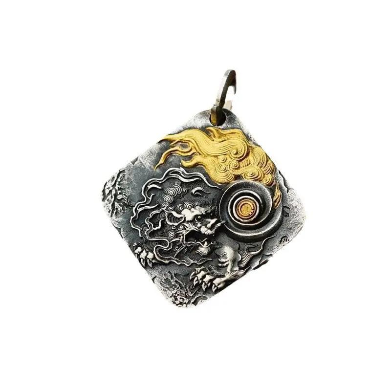 Taoist Vintage Cloud Dragon Pendant Necklace - Auspicious Chinese Dragon with Clouds Amulet for Wealth Growth & Financial Flow, Prosperity Talisman Tao Stones