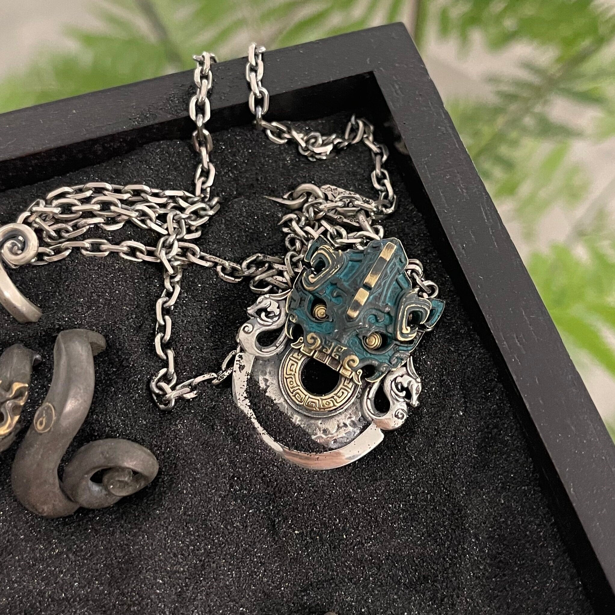 Tao Stones Ancient Bronze TAOTIE Battle Axe Pendant
