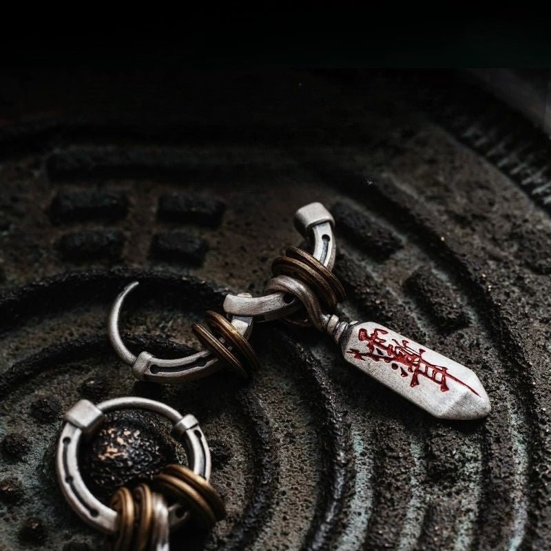 Tao Stones Celestial Guardian: Handcrafted Priest Knife Earring (Single Piece)