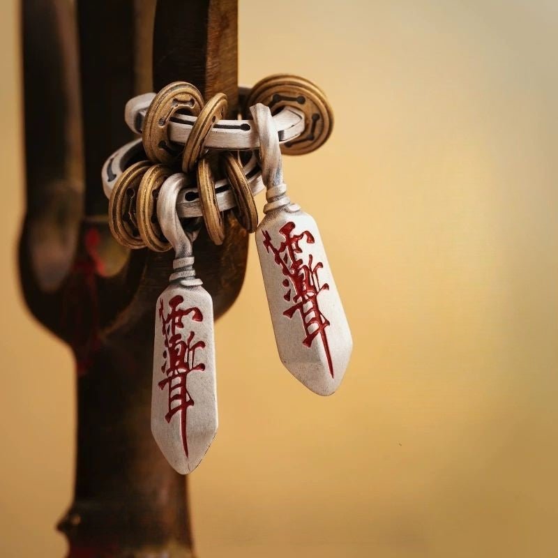 Tao Stones Celestial Guardian: Handcrafted Priest Knife Earring (Single Piece)