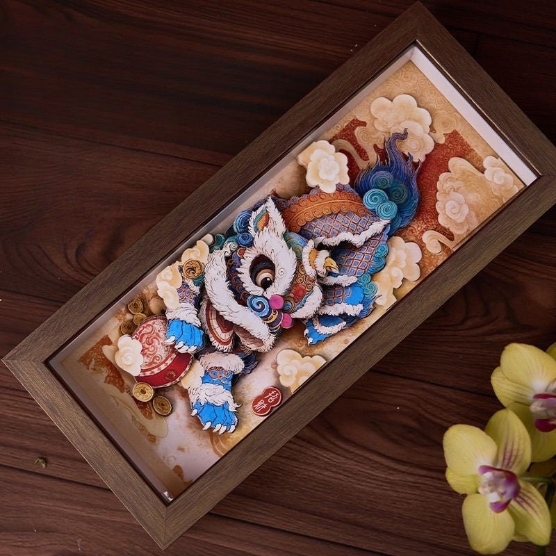 Tao Stones | Guardian of Abundance: 3D Paper - Cut Lion Dance (Set of 2)