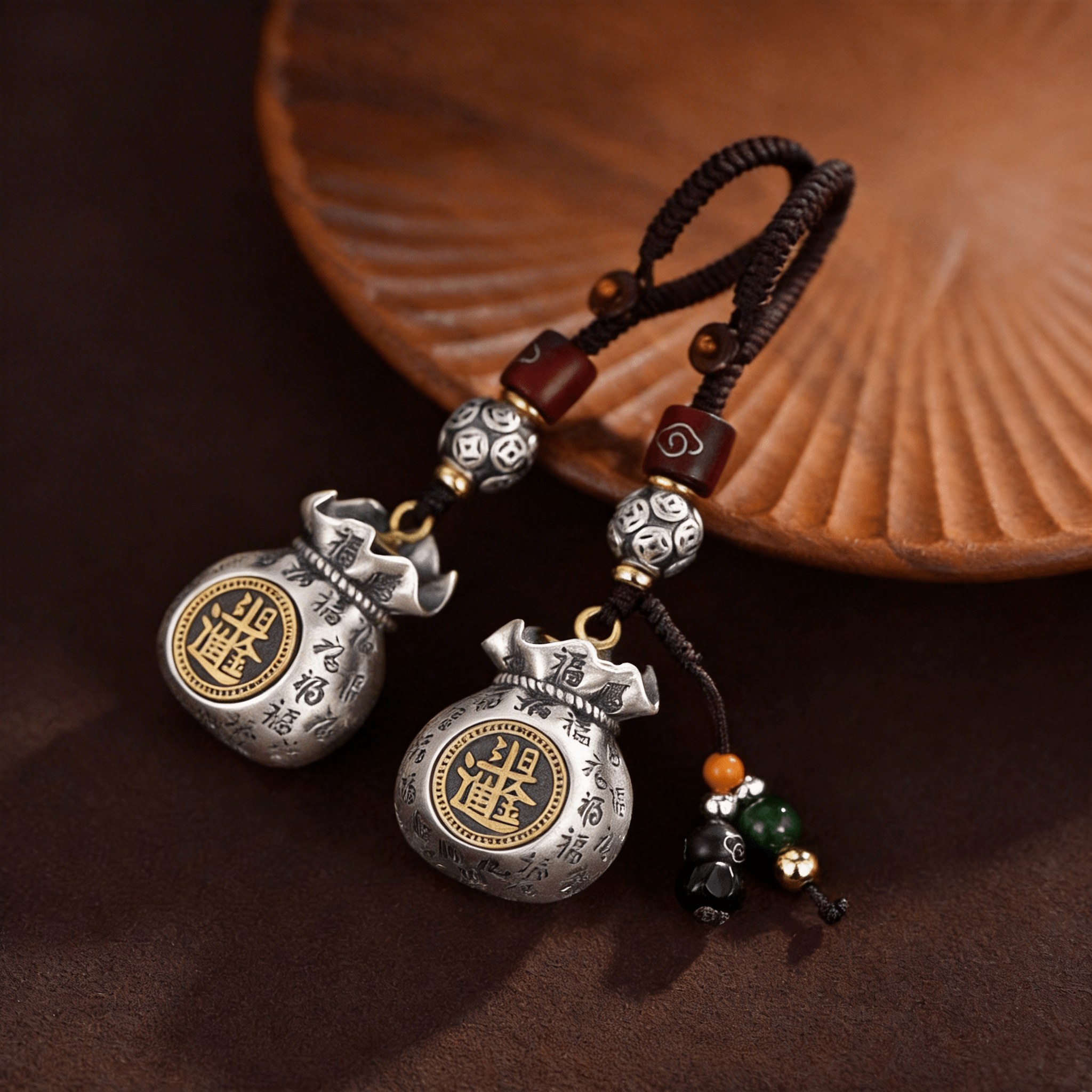 Tao Stones Infinite Abundance: Rotating Fortune Bag Wealth & Blessing Keychain