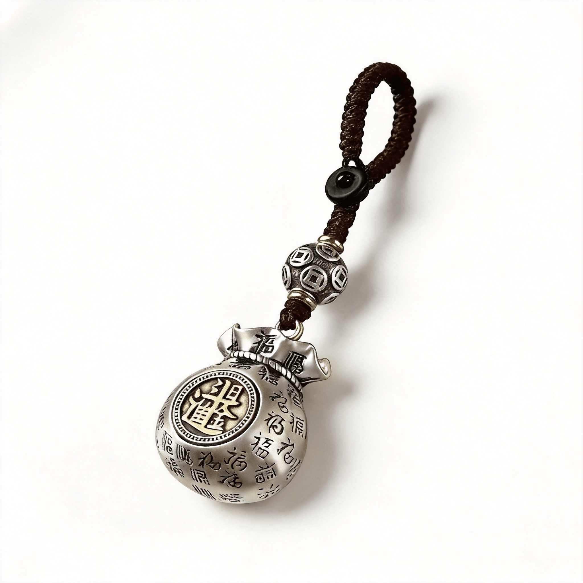 Tao Stones Infinite Abundance: Rotating Fortune Bag Wealth & Blessing Keychain