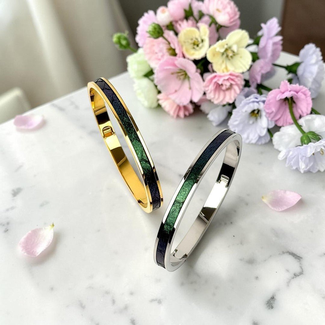 Tao Stones Python Leather Oval Bangle