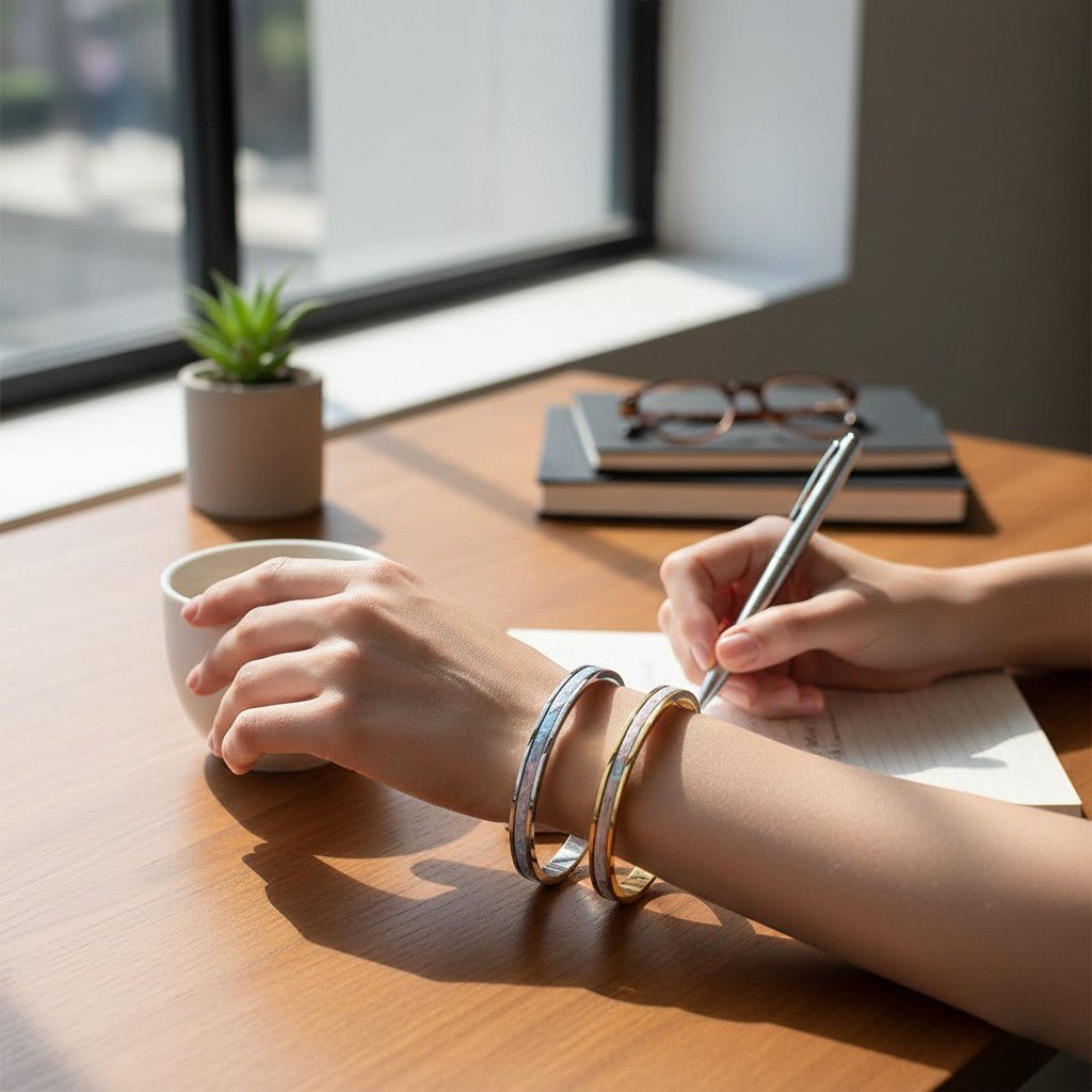 Tao Stones Python Leather Oval Bangle
