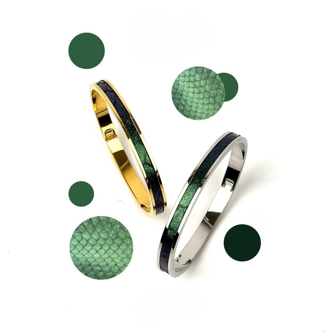 Tao Stones Python Leather Oval Bangle