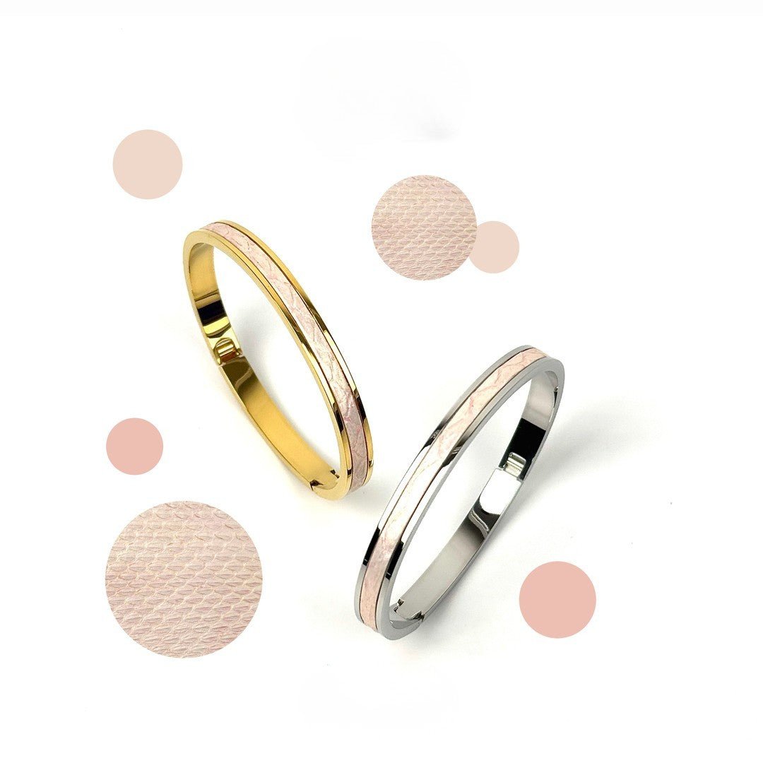 Tao Stones Python Leather Oval Bangle