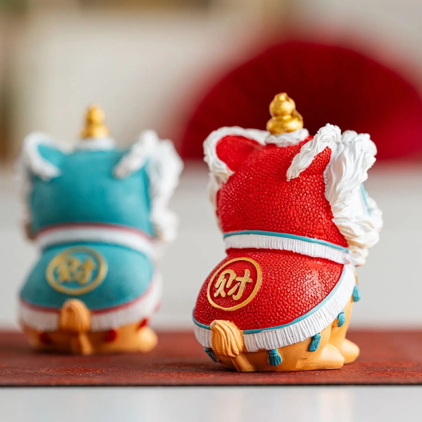 Tao Stones Radiant Guardian Lions: Handcrafted Desktop Prosperity Pair