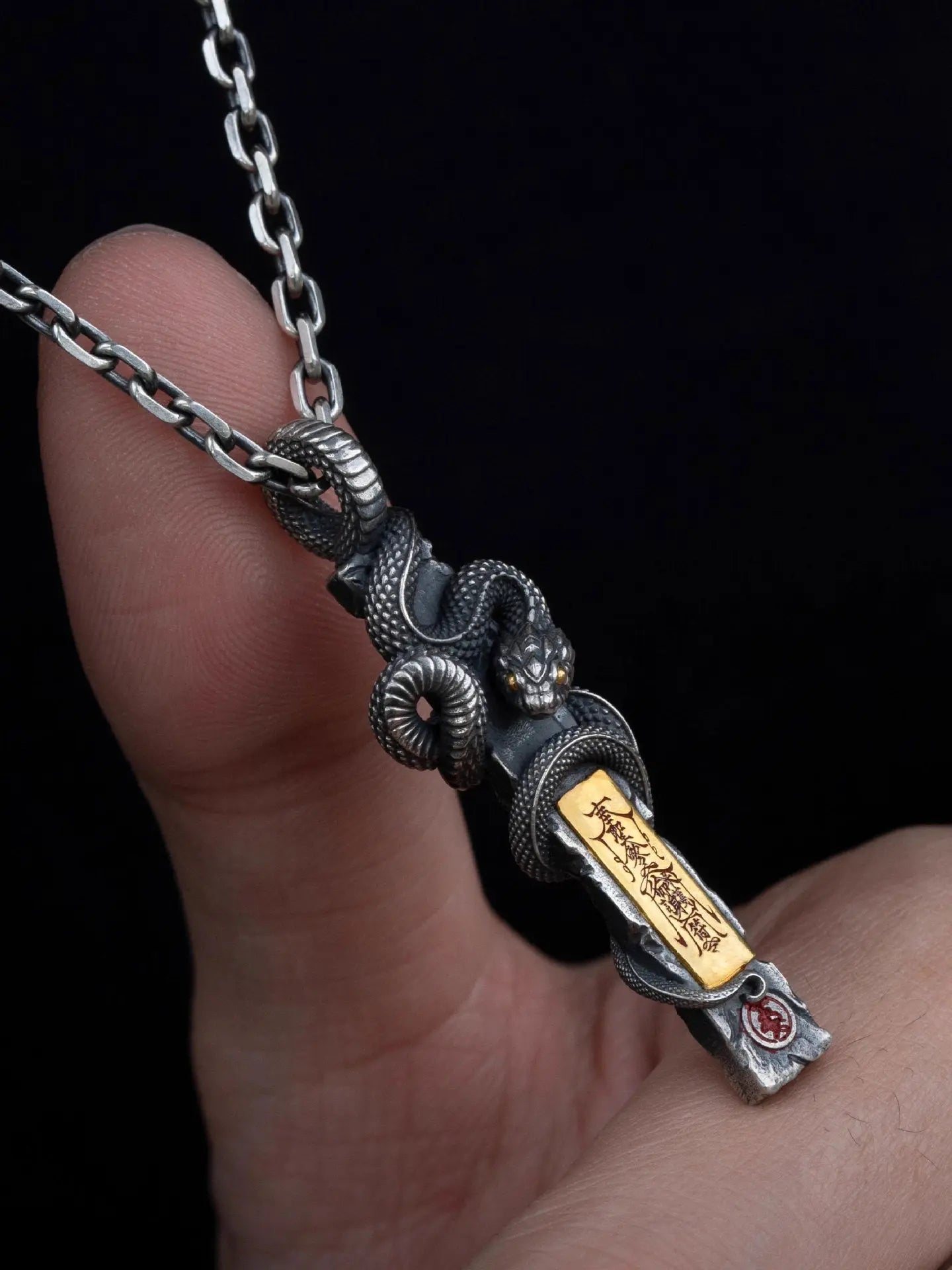 Serpent Guardian Pendant – Spiritual Protection Stone Jewelry