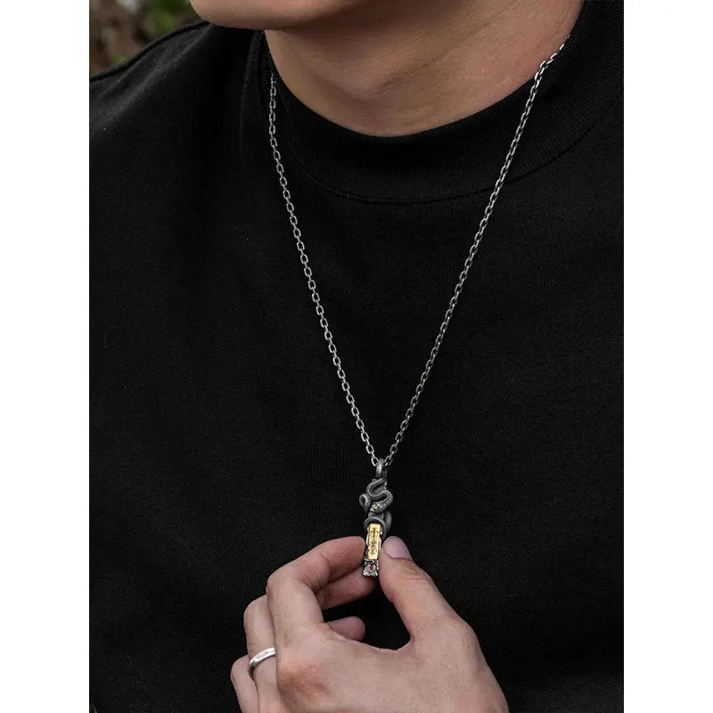 Serpent Guardian Pendant – Spiritual Protection Stone Jewelry