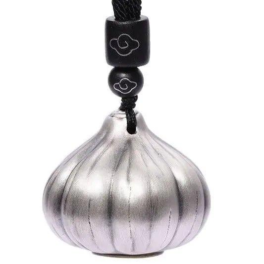 Tao Stones Silver Garlic Shaped Keychain