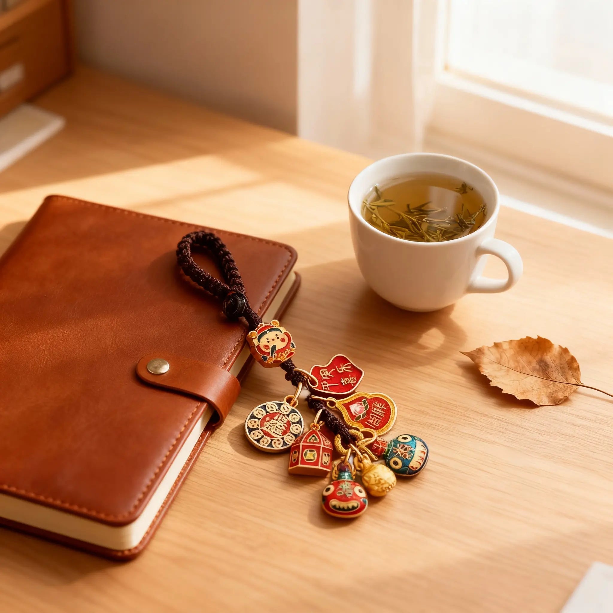 Tao Stones Wealth Trinity Copper Keychain – God of Fortune & Gold Guardian