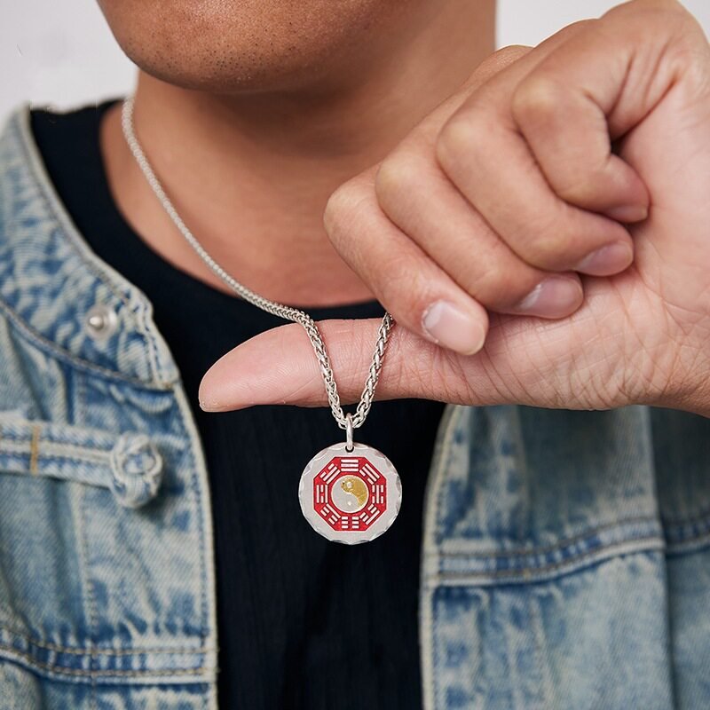 Tao Stones Yin-Yang Bagua Nine-Word Mantra Pendant
